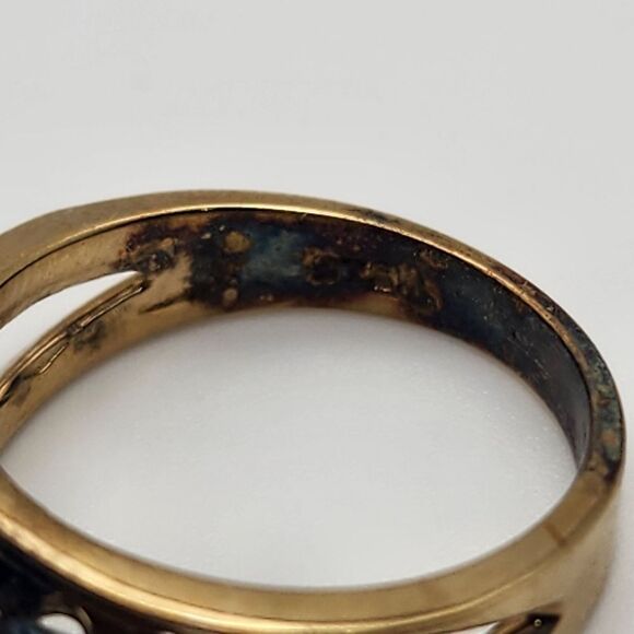 Gold Plated Sterling Silver & Blue Gemstone Ring (6) - Picture 7 of 8